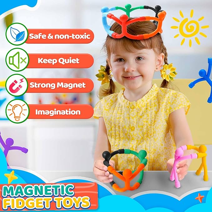 Magnetic Travel Toys Easter Basket Stuffers for Toddler Kids, Fidget Toys Airplane Car Travel Activities Essential,Road Trip ‌Sensory Toy Magnet People Men,Gifts Toys for 3 4 5 6 7 8 Year Old -20PCS
