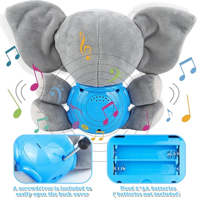 Plush Musical Baby Toys，Cute Elephant Toys for 3-6-12 Months Boys & Girls, Cute Stuffed Animal Infants Baby Toyï¼?Elephant Baby Stuff，Toys for Infants 0-6 Months