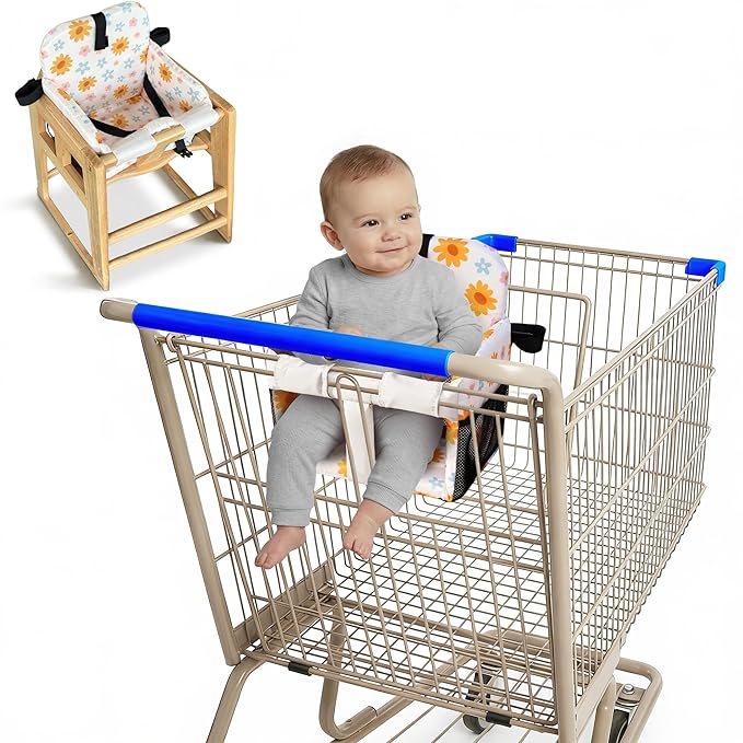 Shopping Cart Seat Cover for Baby, High Chair & Grocery Seat Protector, Padded Chair Covers for Restaurant Seats, Unisex Machine Washable Grocery Cart Liner & Swing Insert ??Floral