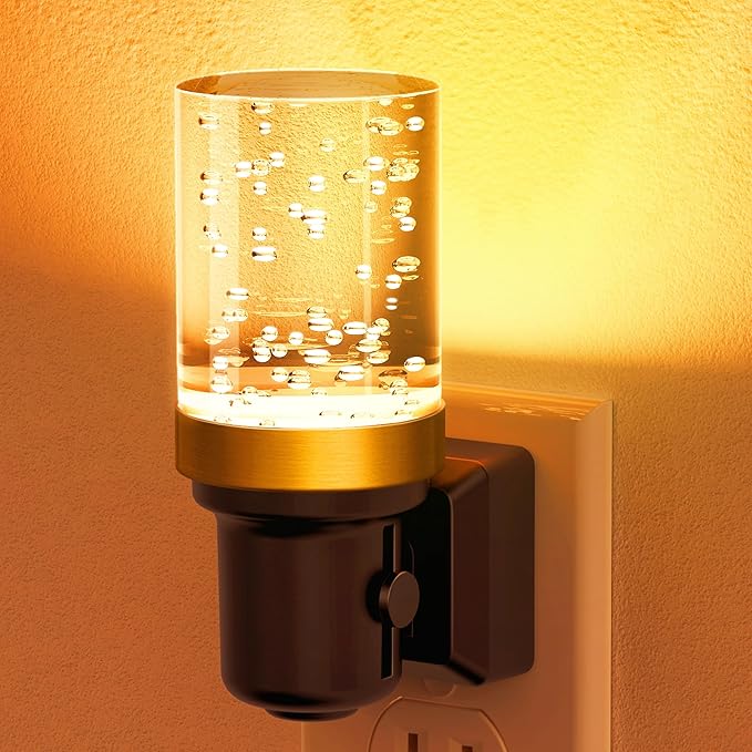 JandCase Night Light Amber, Dimmable Night Lights Plug into Wall, Auto On/Off Light Sensor Nightlight, 0-100LM Brightness LED Night Light, Bathroom Hallway Bedroom Decoration
