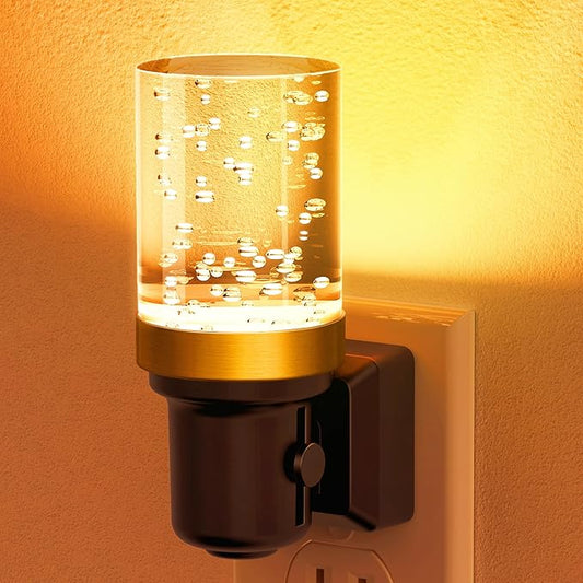 JandCase Night Light Amber, Dimmable Night Lights Plug into Wall, Auto On/Off Light Sensor Nightlight, 0-100LM Brightness LED Night Light, Bathroom Hallway Bedroom Decoration
