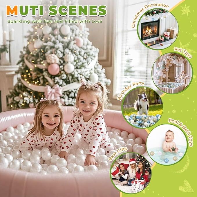 TRENDPLAY Star Ball Pit Balls 50 100 200 500 for Toddlers - Ball Pit Ball Shapes for Boys Girls Fun, Birthday Party, Christmas Decoration