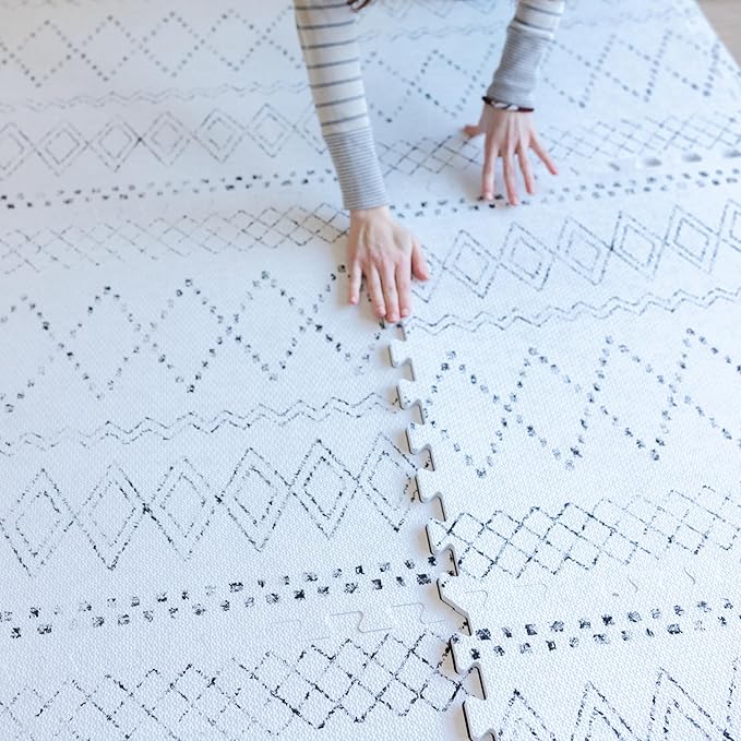 Little Landings Baby Play Mat for Floor - Boho (6x6ft) - Premium EVA Foam Play Mat for Babies & Toddlers (Ages 0-5+) - Non-Toxic Playmat for Tummy Time, Crawling & Playroom - Stylish & Comfortable
