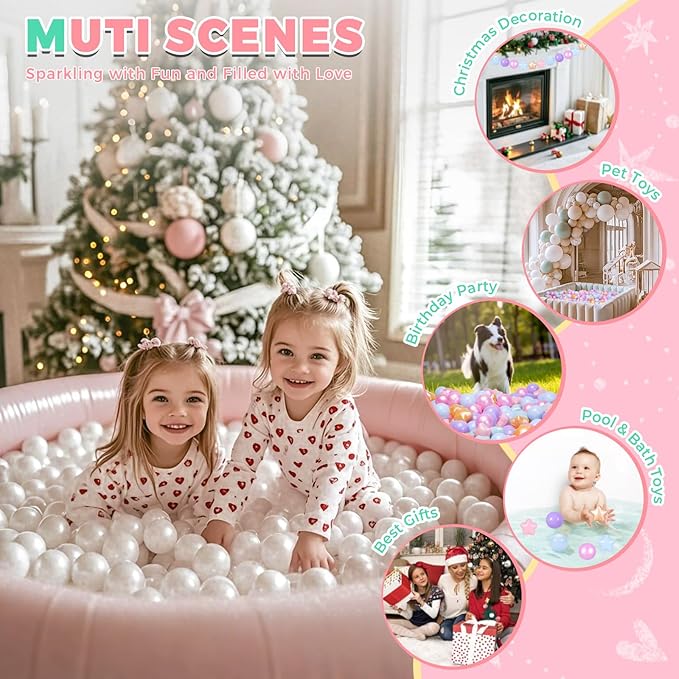TRENDPLAY Star Ball Pit Balls 50 100 200 500 for Toddlers - Ball Pit Ball Shapes for Boys Girls Fun, Birthday Party, Christmas Decoration