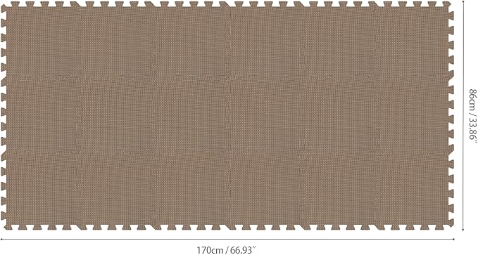 qqpp EVA Rubber 18 Tiles Interlocking Puzzle Foam Floor Mats - Baby Play Mat for Playing | Exercise Mat for Home Workout. Brown. QC-Fb18N