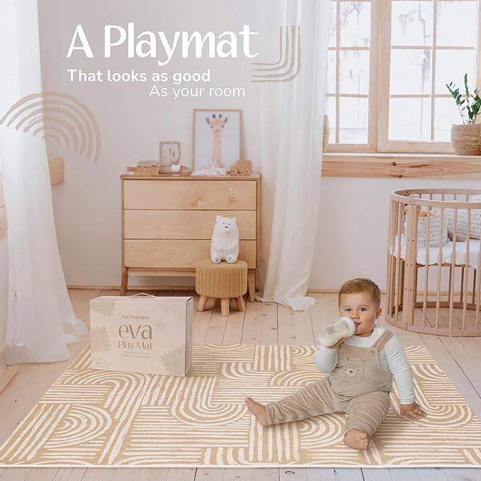 Baby Play Mat ??Premium Foam Playmat for Babies & Toddlers, 67" x 48", Neutral Modern Look, Easy-Clean & Non-Toxic, Decor-Friendly Baby Floor Play Mat for Any Room. Co-Toddlery