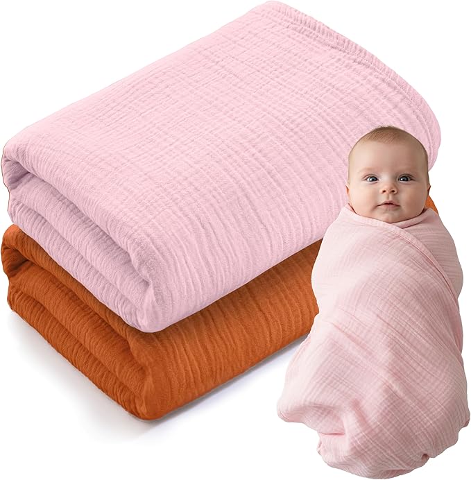 Muslin Swaddle Baby Blanket for Boys and Girls, 100% Cotton, Swaddles for Newborns, 47"x47", Soft Breathable Skin Friendly Warm ??Pack of 2