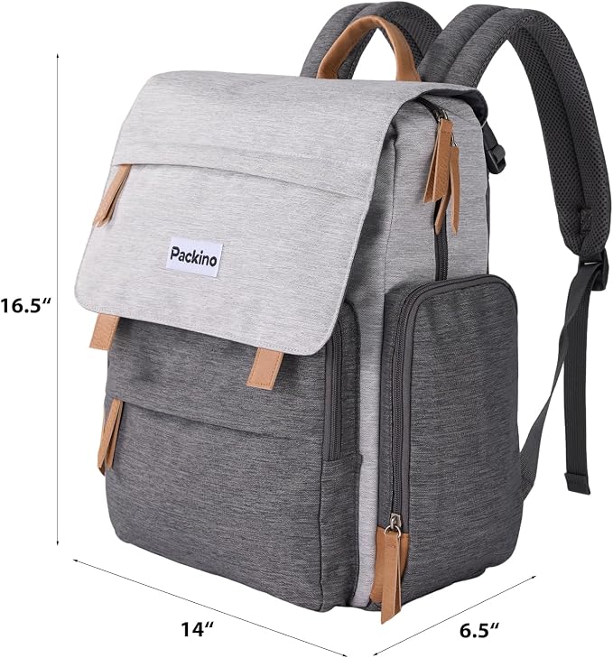 Large Diaper Bag Backpack, Baby Bag with Changing Pad, Diaper Backpack for Mom Dads, with Insulated Pockets, Stroller Straps Travel Essential Baby Shower, Grey