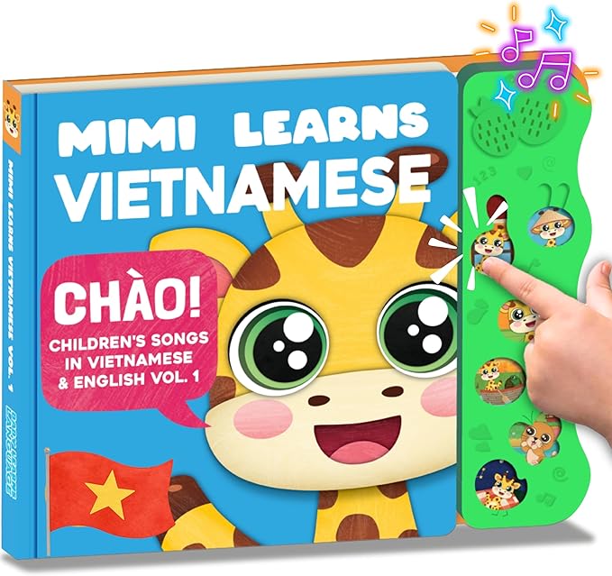 Vol. 1 ??Interactive Sound Board Book for Toddlers 1-3, Bilingual English & Vietnamese Songs & Music, Talking Musical Learning Toy and Gift for Babies & Kids