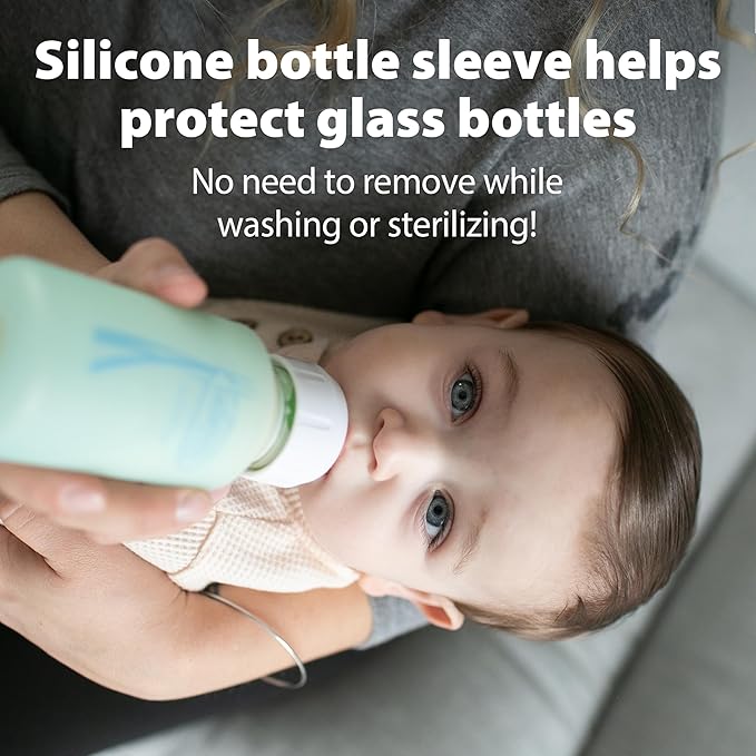 Dr. Brown's Anti-Colic Options+ Narrow Glass Baby Bottle with Level 1 Slow Flow Nipple, BPA-Free, 8 oz/250 mL, 0m+, 1-Pack (Packaging May Vary)