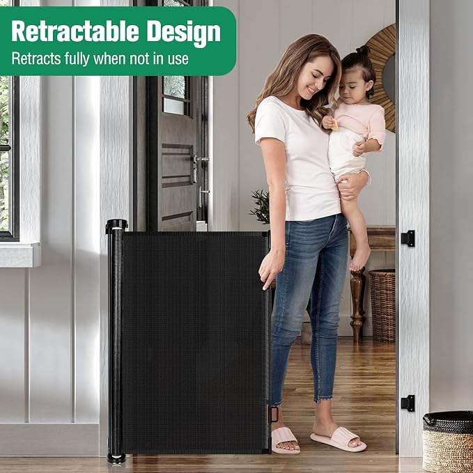 Mom's Choice Awards Winner - 122 Inch Extra Wide Baby Gate for Large Openings Retractable Baby Gates for Doorways Extra Long Dog Gate Pet Gates for Dogs Indoor Outdoor Retractable Dog Gate for Stairs
