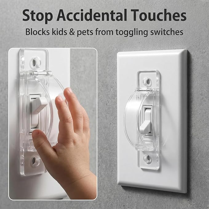 Light Switch Cover Guard – 2 Pack Clear Child Proof Wall Plate Cover, Prevents Accidental ON/OFF by Kids and Pets, Includes Screws, Fits Toggle & Rocker Switches (2, Clear)