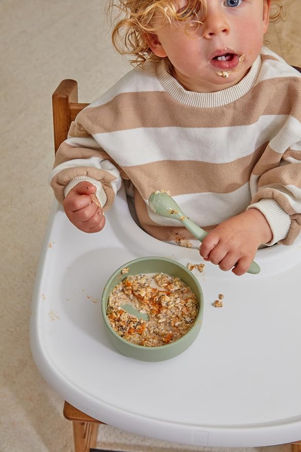 dollop Silicone Baby Feeding Spoon | 2 pack | BPA Free | Dishwasher Safe (Soft Eucalyptus)