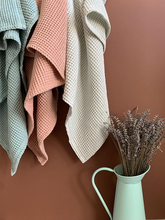 Leyl&Ari Waffle Baby Blanket, 100% Organic Cotton Soft Thin Honeycomb Breathable Summer Thermal for Infant, Newborn, Toddler Crib, Gender Neutral Essential Accessories and Gift (Sage Set)