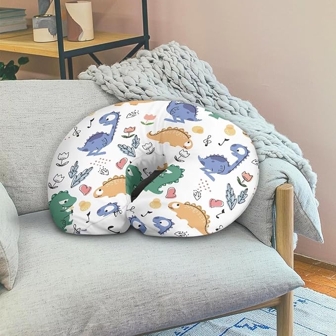 Cartoon Dinosaur Breastfeeding Pillow Cover for Boys Girls Durable Skin-Friendly Fabric Newborn Nursing Pillow Replacement Case with Hidden Zipper