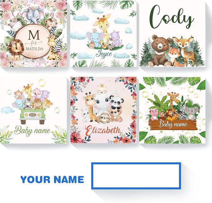 Custom Name Wooden Cube Puzzles for Kindergarten Boys Girls, 9 PCS Animals Puzzle with Storage Tray for 2-4 Years, Personalized 6 Puzzles in 1 Toy for Preschool Kids