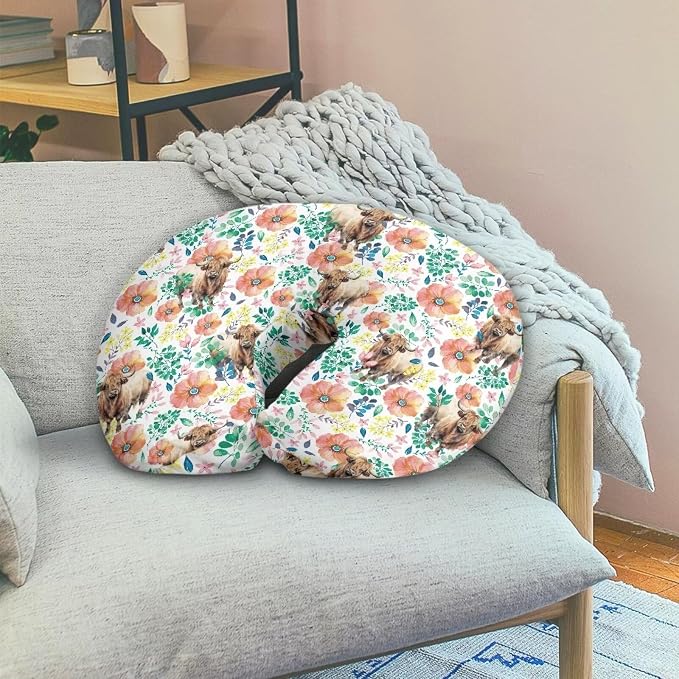 ZOUTAIRONG Floral Cattle Nursing Pillowcase Nursing Pillow Cover for Baby Girl Boy Breast Feeding Pillowcases Soft Washable Newborn U-Shaped Breastfeeding Pillow Covers Cushion Cover