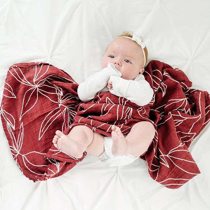 Goobie Baby Organic Muslin Swaddle Blanket, 100% Certified Organic Cotton, Ultra Soft & Breathable, Oversized 47 X 47 Inches for Easy Swaddling, Multi-Use Blanket for Nursing & More (Foliage)