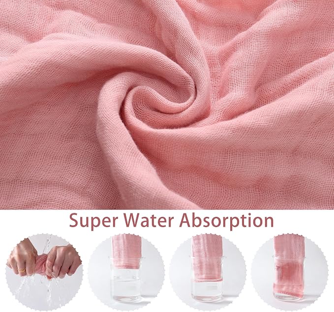 Muslin Burp Cloths 5 Pack Large 20x12 inches Baby Burping Cloths, 6-Layer 100% Cotton for Newborn Boys Girls, Ultra Soft & Absorbent (White & Pink)