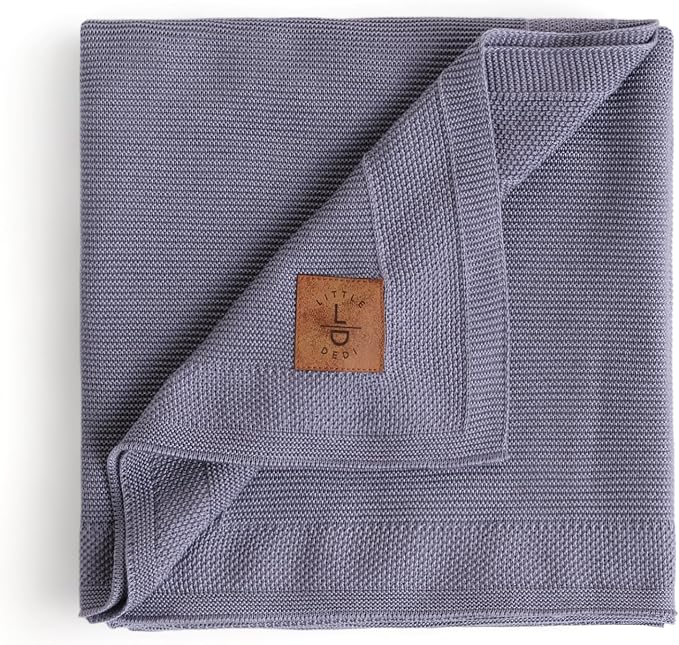 Dua 100% Tencel Baby Blanket 30x40 in, Grey Blue, Oeko-Tex Certified, Silky Soft Knit, Thermal-Regulating Swaddle and Receiving Blanket for Newborns