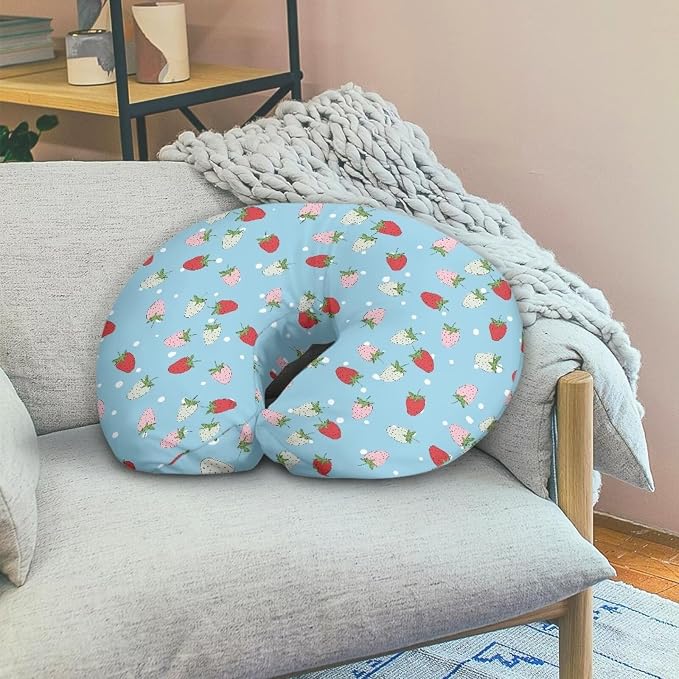 Strawberries Nursing Pillow Cover with Hidden Zipper Strawberries Soft for Moms/Baby Nursing Pillow Cover Stretchy Removable Cover for Breastfeeding Pillow