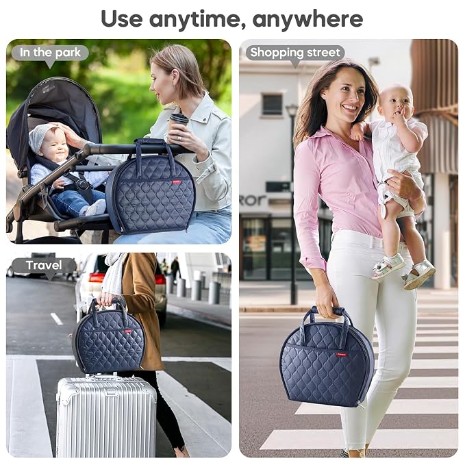 Portable Waterproof Leather Diaper Changing Pad Compact for Travel Diaper Bag, Easy Clean, Newborn Baby, Blue