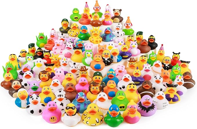 XY-WQ 100 Pack Rubber Duck for Jeeps Ducking - 2.3 Inch Bulk Floater Duck for Kids - Baby Bath Toy Assortment - Party Favors, Birthdays, Bath Time, and More (50 Varieties)