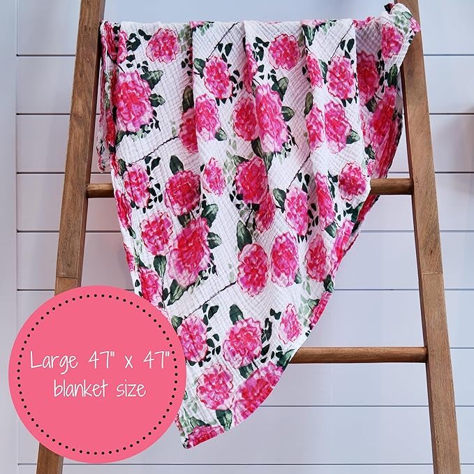 LollyBanks Muslin Swaddle Blankets, 100% Cotton Baby Swaddle Blanket for Girls, Soft and Large 47 x 47 Inches Newborn Swaddle, Breathable Baby Receiving Blankets, Registry (Flamingo and Flower 3 Pack)