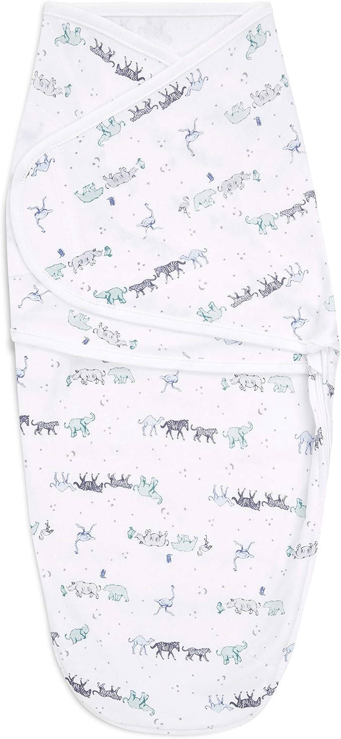 aden + anais Essentials Easy Swaddle Wrap Quick Change with Bottom Zipper, Snug Cotton Knit Baby Wrap Swaddle Blanket for Newborns, TOG 1.0, 3-Pack, Rising Star, 0-3 Months, Small/Medium