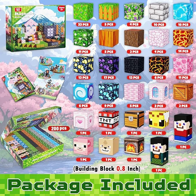 Goody King 200PCS Magnetic Building Blocks - Forest & Volcano Adventure Set, STEM Learning Toys for Kids Ages 3+, Strong Magnets, Creative Play, Birthday Gift for Boys & Girls