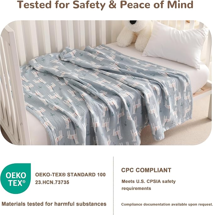 NTBAY Muslin Baby Swaddle Blanket, 2-Layer, 30x40 Lightweight Receiving Blanket for Newborns and Infants, Crib Stroller Travel Use, Palm and Zebra