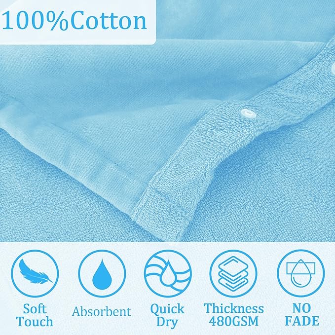 VOOVA & MOVAS Baby Hooded Bath Towel with Bear Ear,0-24Months | Ultra-Absorbent & Skin-Friendly Soft 100% Cotton for Newborns, Infants ??Pool, Beach, Bath Time | Perfect, Blue