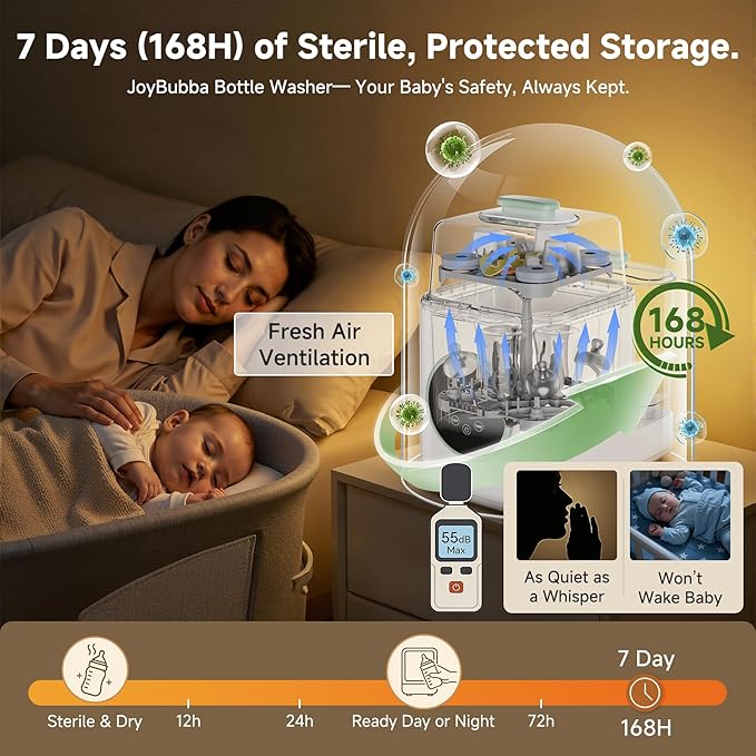 Baby Bottle Wash, Sterilizer and Dryer, Modular Nesting Space-Saving Design, 4-Bottle Capacity,Wash & Sterilizer for Baby Bottles, Breast Pump Parts & Newborn Essentials, Drying Rack Included