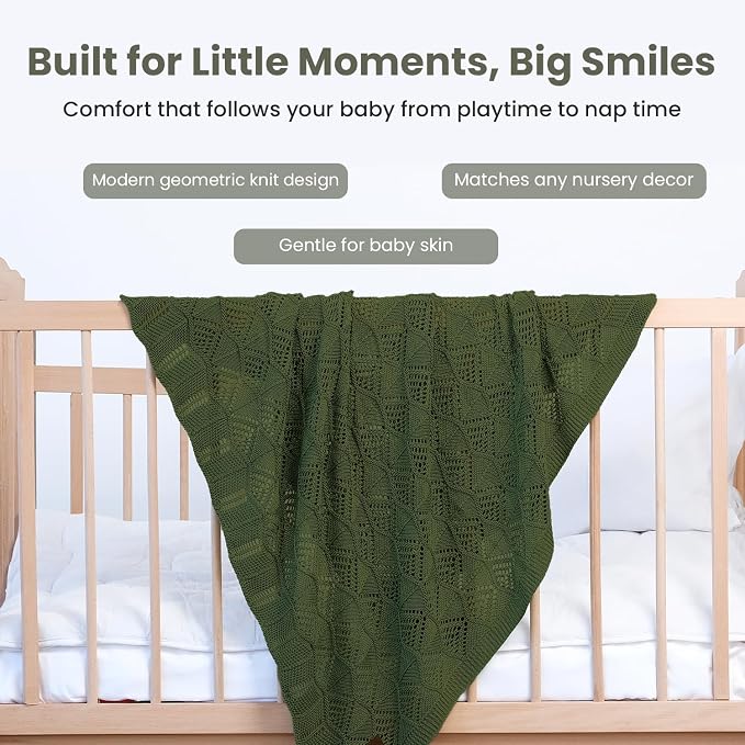 100% Tencel Baby Blanket 30x40 in, Pepper Green, Oeko-Tex Certified, Silky Soft Knit, Thermal-Regulating Swaddle and Receiving Blanket for Newborns