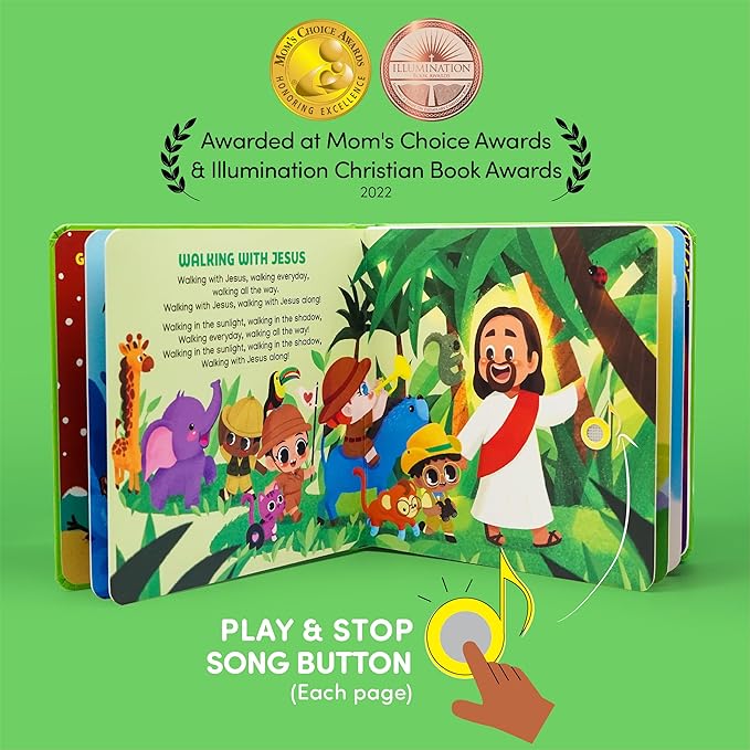 Jesus Loves Me Christian Sound Books for Kids - 6 Bible Songs for Toddlers ??Christian Gifts for Kids - Baby Bible for Baptism, Christening, Dedication Gifts, Sunday School, Preschool Homeschool