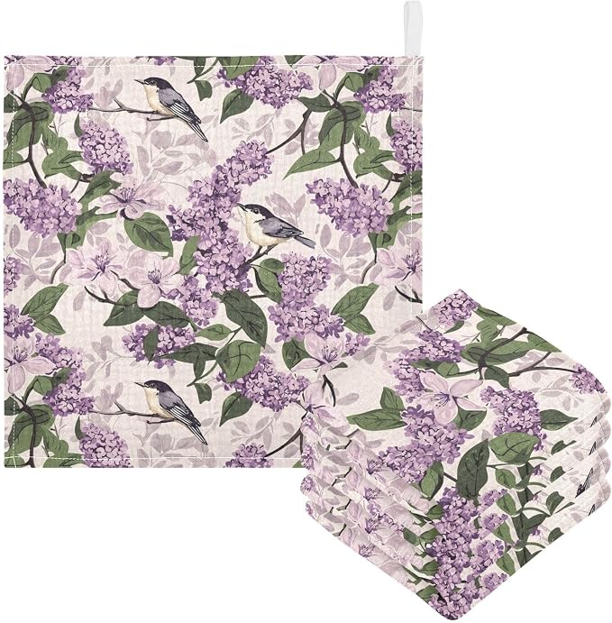 vvfelixl Bloom Lilac Magno Baby Burp Cloths Baby Muslin Washcloths for Boys Girls Cotton Babys Face Towel for Newborn Infants Soft and Absorbent 11.8 X 11.8 in, 5 Pack