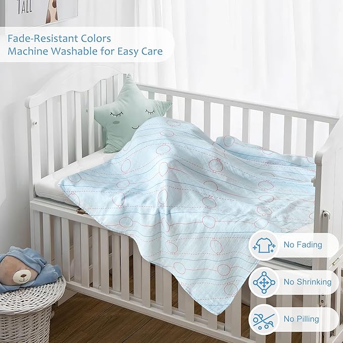 Muslin Swaddle Blankets for Newborn, Large 47"x47" Soft Breathable Bamboo Cotton Baby Blanket, Lightweight Receiving Blanket for Boys and Girls, Ice Action