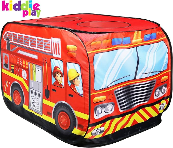 Kiddie Play Fire Truck Pop Up Play Tent for Kids Boys & Girls Indoor Outdoor Playhouse Toy