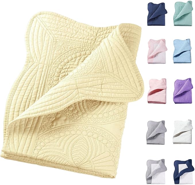 PEACELOVER Embossed Neutral Baby Quilt Durable, Lightweight Baby Blankets Four Seasons for Personlized Monogram Cotton Quilted Blanket Toddler Quilt for Boys and Girls 46x36 Inches (Beige)