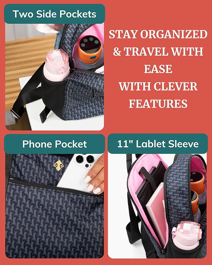 IDAHO JONES Small Diaper Bag, Mini Diaper Backpack - Spacious and Sleek - Stroller Straps and Changing Mat Included - Claremont