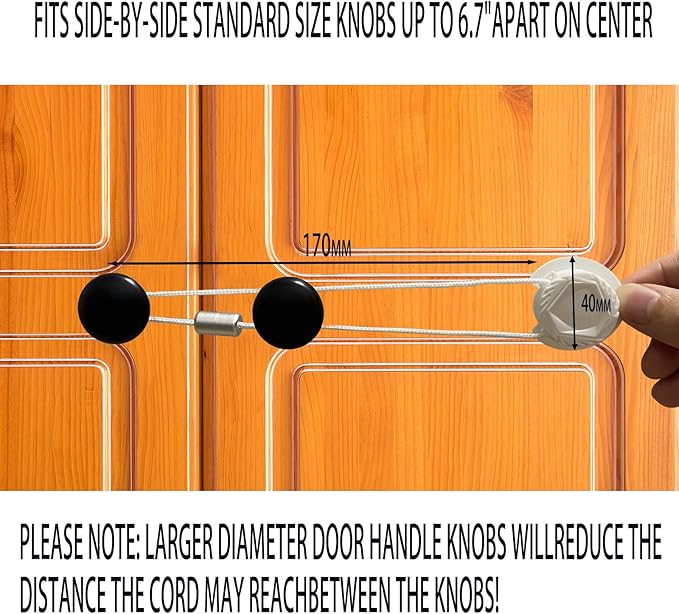 Baby Proof Cabinet Locks, 5 Pack Adjustable Child Safety Locks for Cabinets, Drawers & French Doors, No Adhesive, Reusable Childproof Locks for Kitchen and Bathroom (Black)