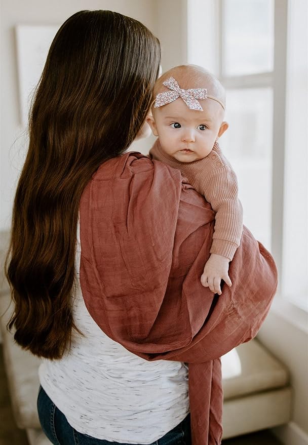 Little Unicorn – DustyMaroon Deluxe Swaddle | Single | 100% Rayon Muslin from Bamboo | Super Soft | Newborns and Infants | Large 47” x 47” | Machine Washable