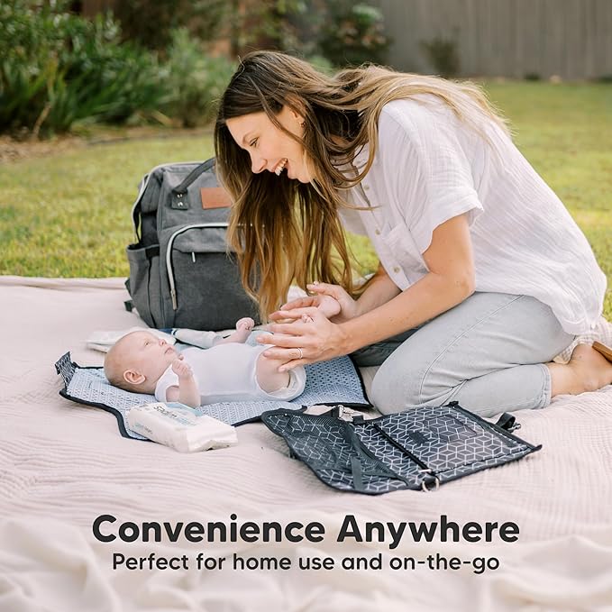 KeaBabies Portable Diaper Changing Pad, Travel, Car - Large Waterproof Baby Changing Mat, Wipeable, Padded, On The Go Travel Diaper Clutch Bag, Easy to Use Pockets for Newborn Essentials (Pets & Paws)