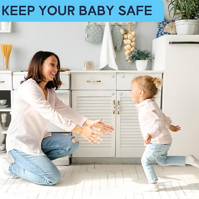 Baby Proof Me 2-Pack Magnetic Cabinet Locks Replacement Key, Baby Proofing Child Safety Locks, No-Drill 3M Adhesive for Cabinets & Drawers