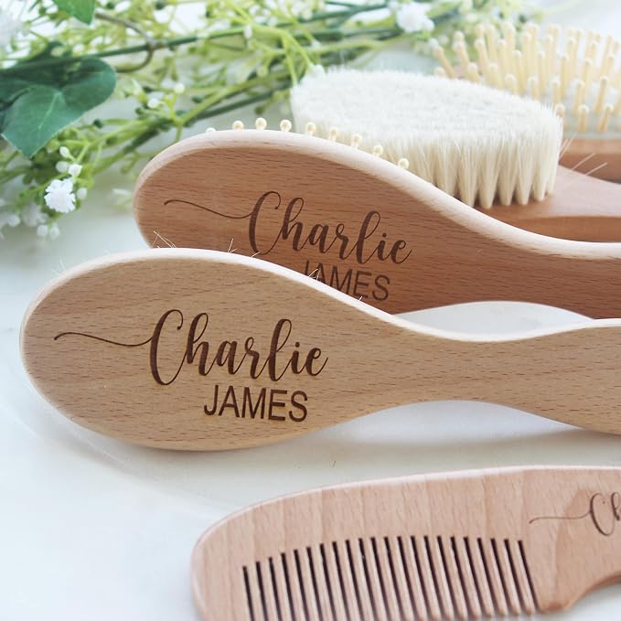 Baby Hair Brush | Personalized Baby Gifts | Wooden Brush | Cradle Cap | Boy Gifts | Girl Gifts