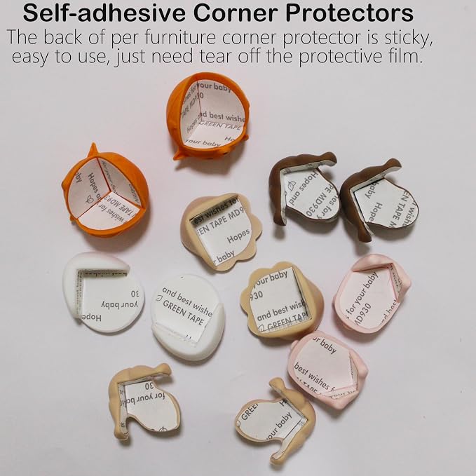 12 Pack Cute Corner Protector for Baby, Silicone Furniture Corner Guard & Edge, 3M Adhesive Pre-Taped, Safety Bumpers Baby Proofing Edge and Corner Guards for Prevent Injury, 6 Shapes