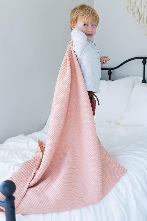 Leyl&Ari Waffle Baby Blanket |100% Cotton Summer Blanket | Nursery Blanket for Boys and Girls | Dusty Rose