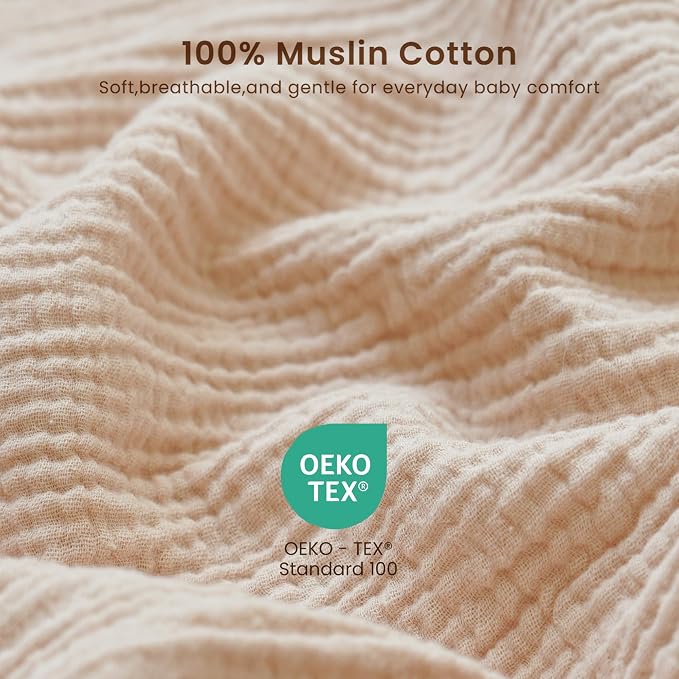 Konssy Muslin Changing Pad with Waterproof Lining Foam, Includes 2 Pack Soft & Cotton Cover, Baby Diaper Changing Pad for Dresser or Table, 32x16 inches (Coffee Check, Cream)