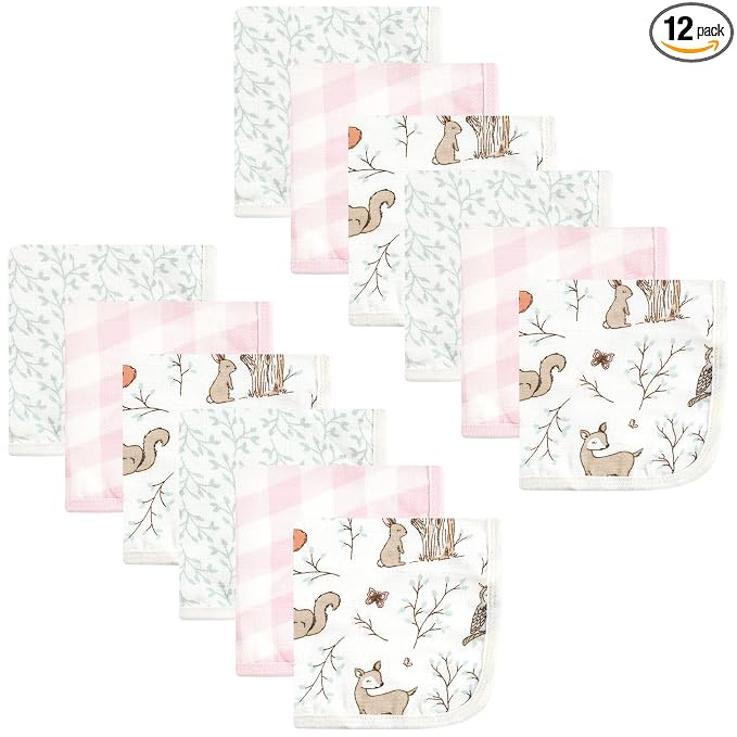 Hudson Baby Unisex Baby Cotton Muslin Washcloths, Enchanted Forest, One Size