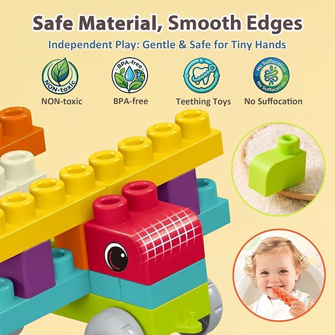 83 PCS STEM Soft Building Blocks Set for Toddlers 18 Months+, Large Construction Stacking Blocks with Storage Box, Educational Preschool Toy to Develop Creativity, Imagination and Fine Motor Skills